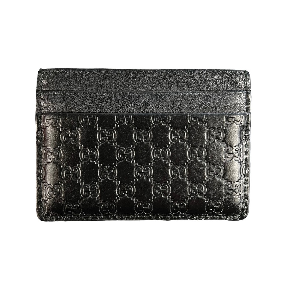 Gucci Micro-Monogram Leather Card Holder Wallet